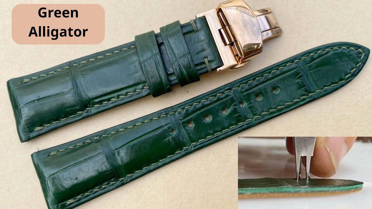 Rare Green Alligator Leather Watch Strap – Handmade for Watch Collectors