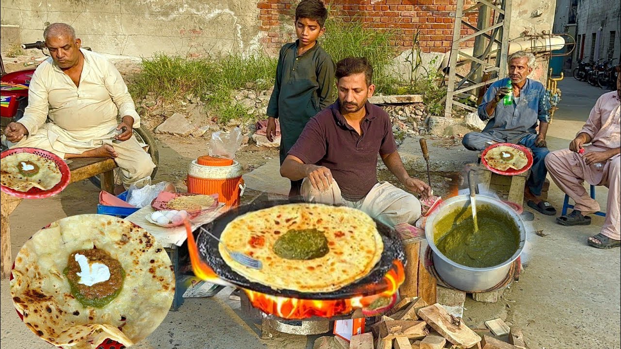 BEST PAKISTANI 🇵🇰 STREET FOOD BREAKFAST | SAAG - ALOO PARATHA - SIRI PAYE & BONG PAYE | LAHORE FOODS