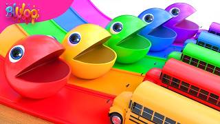 Learn Colors with PACMAN VS SchoolBus and Farm Magic Slide | BluLoo Nursery Rhymes &amp; Kids Songs