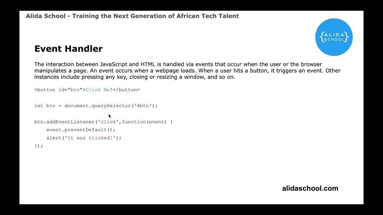JavaScript Event Handler - YouTube