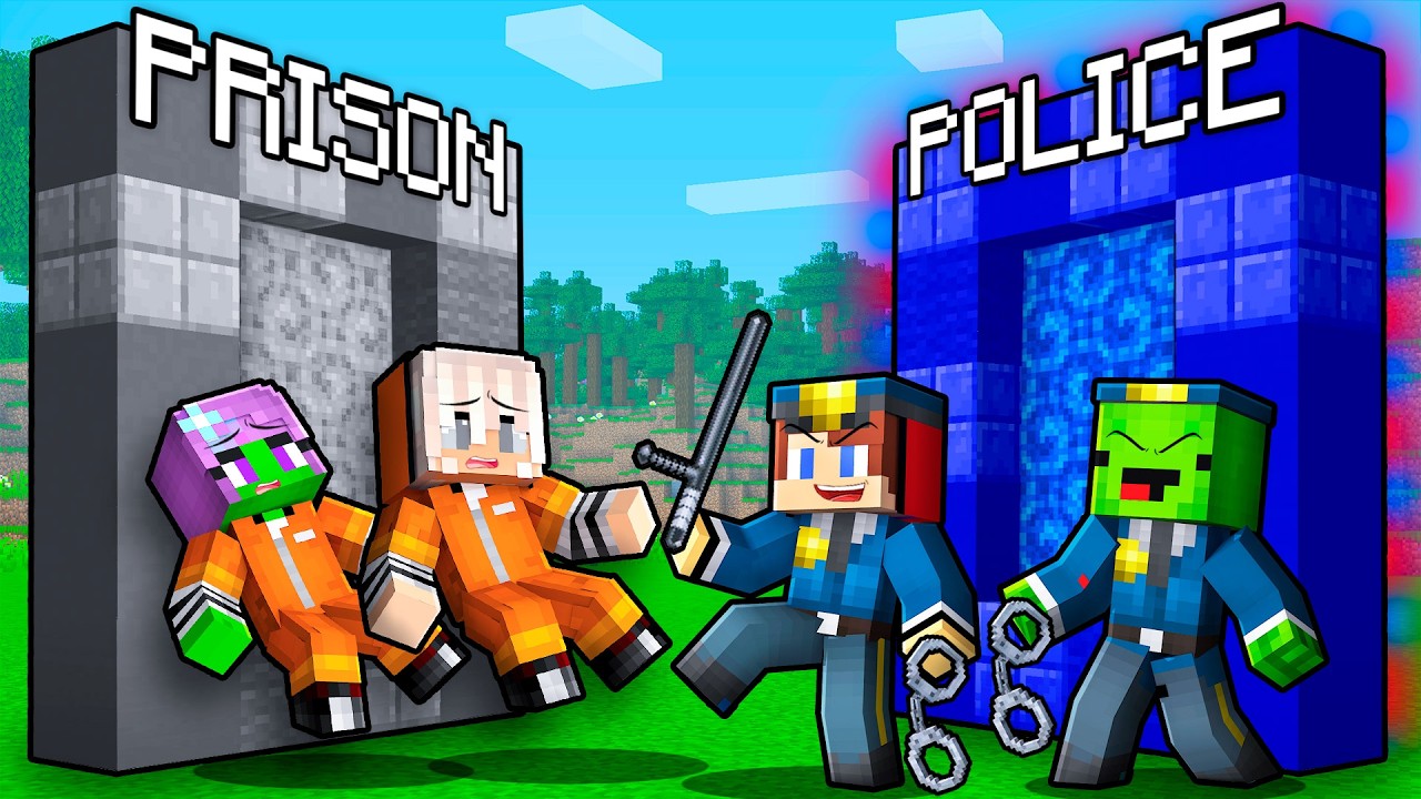 JJ and Mikey vs Wives: POLICE vs PRISON PORTAL BATTLE In Minecraft - Maizen