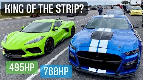 C8 CORVETTE vs GT500 MUSTANG (1/4 Mile Drag Race)