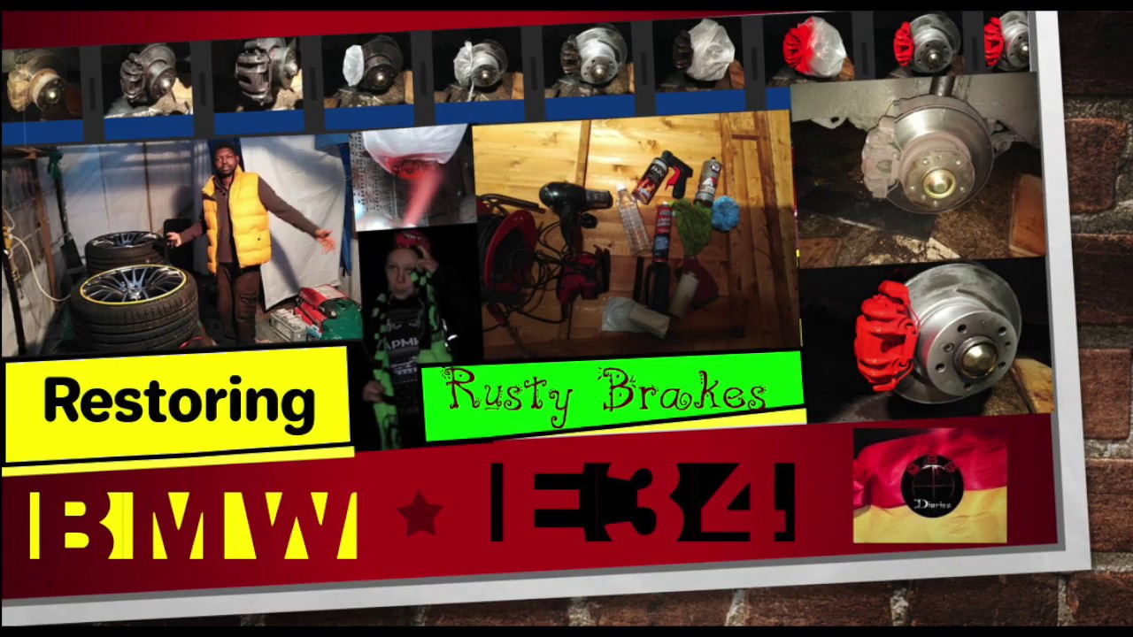BMW E34 520i Old Rusty Brakes DIY Restoration Sanding Down