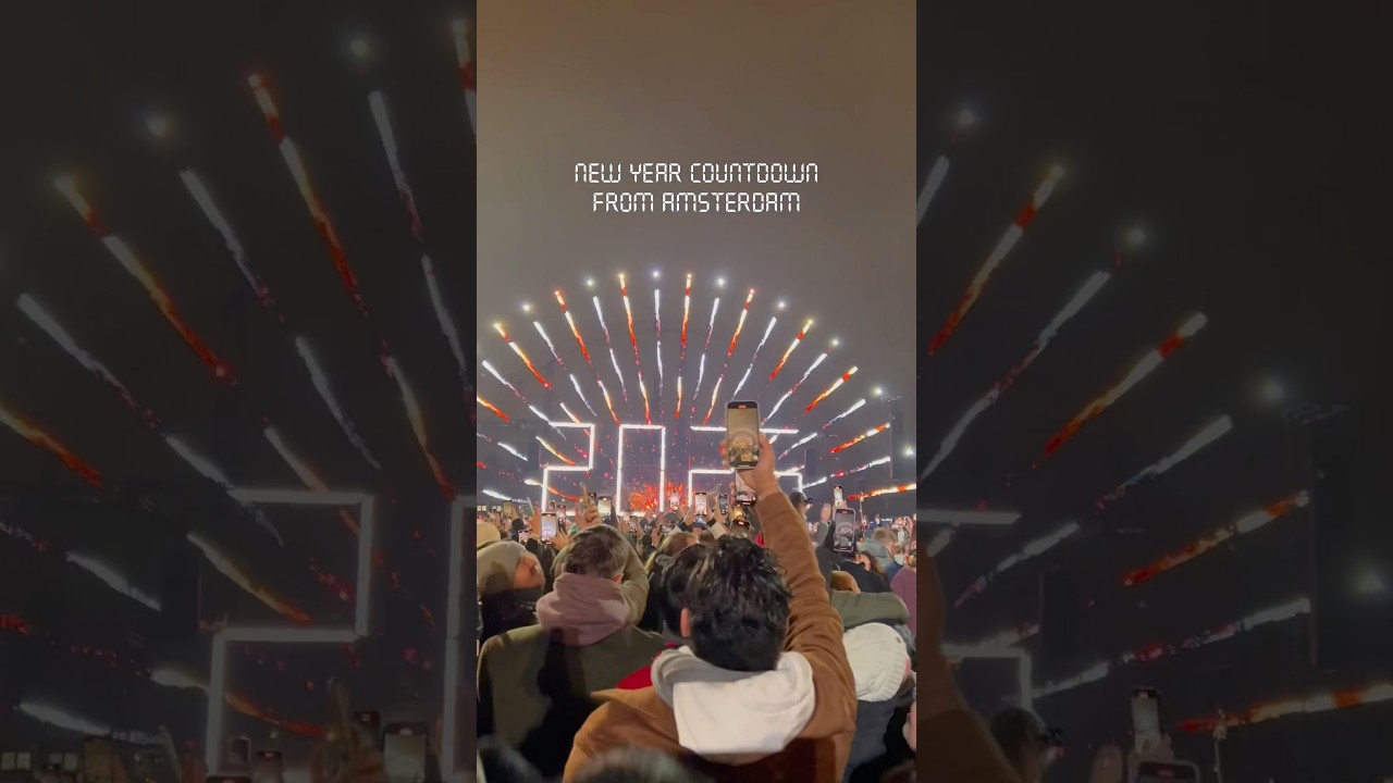 Happy New Year countdown from Amsterdam🍾 #amsterdam #newyear #2025 #fireworks