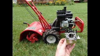 TroyBilt Super Bronco Not Running Carburetor Cleaning Fixed!  CRT RearTine Tiller June 21, 2017