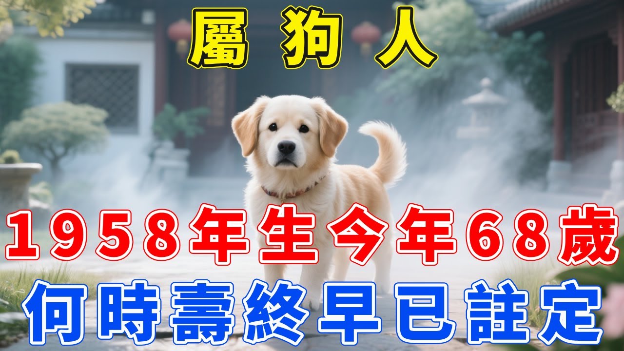 屬狗人，1958年戊戌年出生，今年68歲 ，何時壽終早已註定，時間曝光讓人心驚！若忽略，可能錯過最後轉機！【福慧生肖】