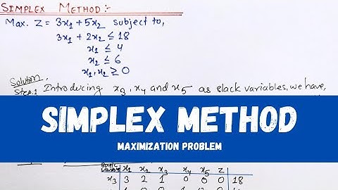 Simplex method || Simplex method maximization problem in hindi