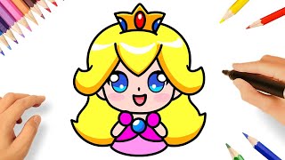 COMO DESENHAR A PRINCESA PEACH KAWAII FÁCIL 👑 | SUPER MARIO BROS screenshot 5