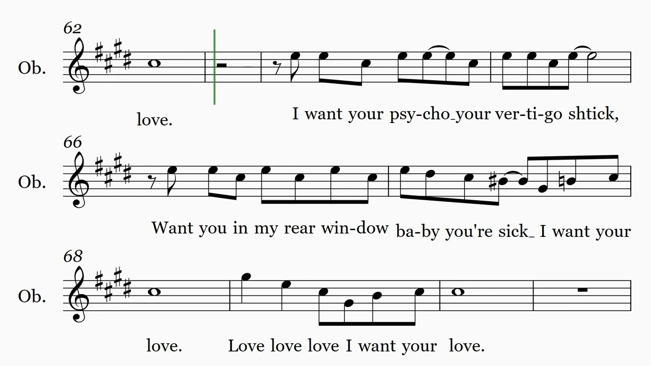 Bad Romance - Lead Sheet for Oboe Solo (no chord symbol)