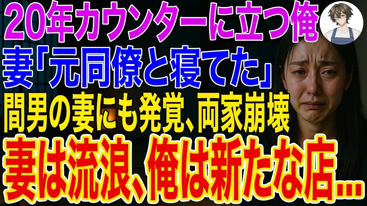 【修羅場】居酒屋店主の俺。妻と元同僚が不倫で離婚。離婚後も続く関係が間男の妻にバレて両家崩壊。妻は流浪、俺は新たな店