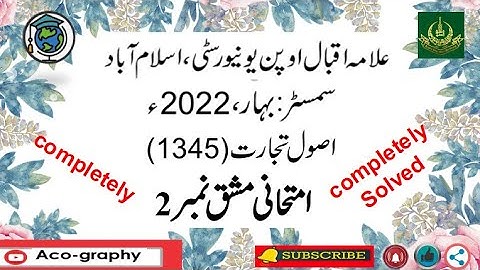 AIOU Code 1345 Solved Assignment No.2 Spring 2022||Subject:  Principles Of Commerce||Level:F.A/I.com