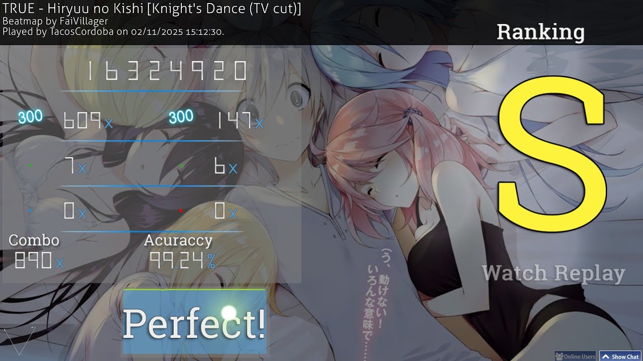 [7.45⭐] TRUE - Hiryuu no Kishi [Knight's Dance (TV cut)] 99.24% FC
