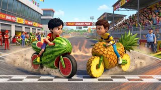 Watermelon Bike vs Pineapple Bike Race | Shiva vs Rudra Epic Racing Story screenshot 5
