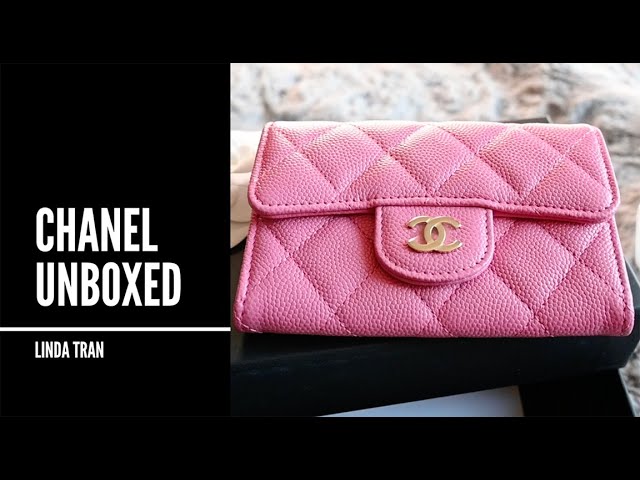 Chanel 21S Light Pink Classic CARD HOLDER Rose Claire Caviar Leather  UNBOXING #luxurypl38 