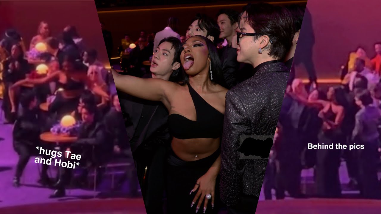 BTS and Megan Thee Stallion take pictures at the Grammys (commercial break)