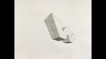 How to draw Letter "W" in Two Point Perspective, Part 1