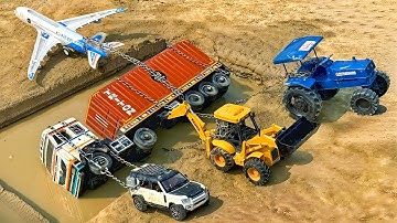 VOLVO Tata Dumper Truck Accident Pulling out Car Jcb3dx Tractor Aeroplane | Jcb Tractor Cartoon