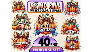 Retro Fall Png Bundle - Fall Vibes png BUNDLE!