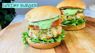 Chunky Shrimp Burgers with Avocado Aioli sauce