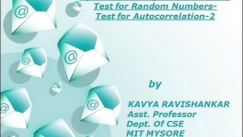 SMS|SESSION-6|Test for Random Numbers|Autocorrelation-2