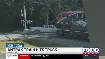 Surveillance video shows Amtrak train slam into pickup truck in Irvington