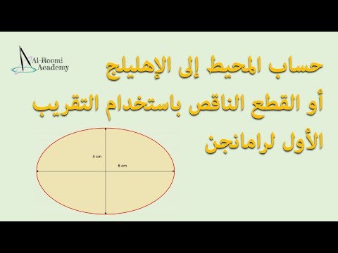 درس 30: ايجاد/حساب المحيط للشكل البيضاوي (الإهليلج أو القطع الناقص) باستخدام التقريب الأول لرامانجن