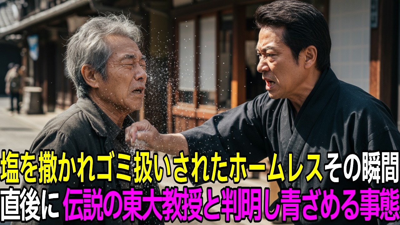 学年ビリの息子を教えるホームレスに塩を撒いた父親、直後に東京大学の元教授と発覚し土下座する羽目に【感動する話】【朗読】