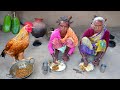 PAPAYA COUNTRY CHICKEN Cooking by Tribe Grandmothers in Santali Tribal Village Cooking Style