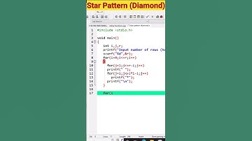 star Pattern of Diamond in c language #shorts #coding #clanguage