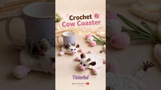 Crochet cow 🐮  coaster for kids ❤️#crochetcowcoaster #crochettutorial #crochetcoaster