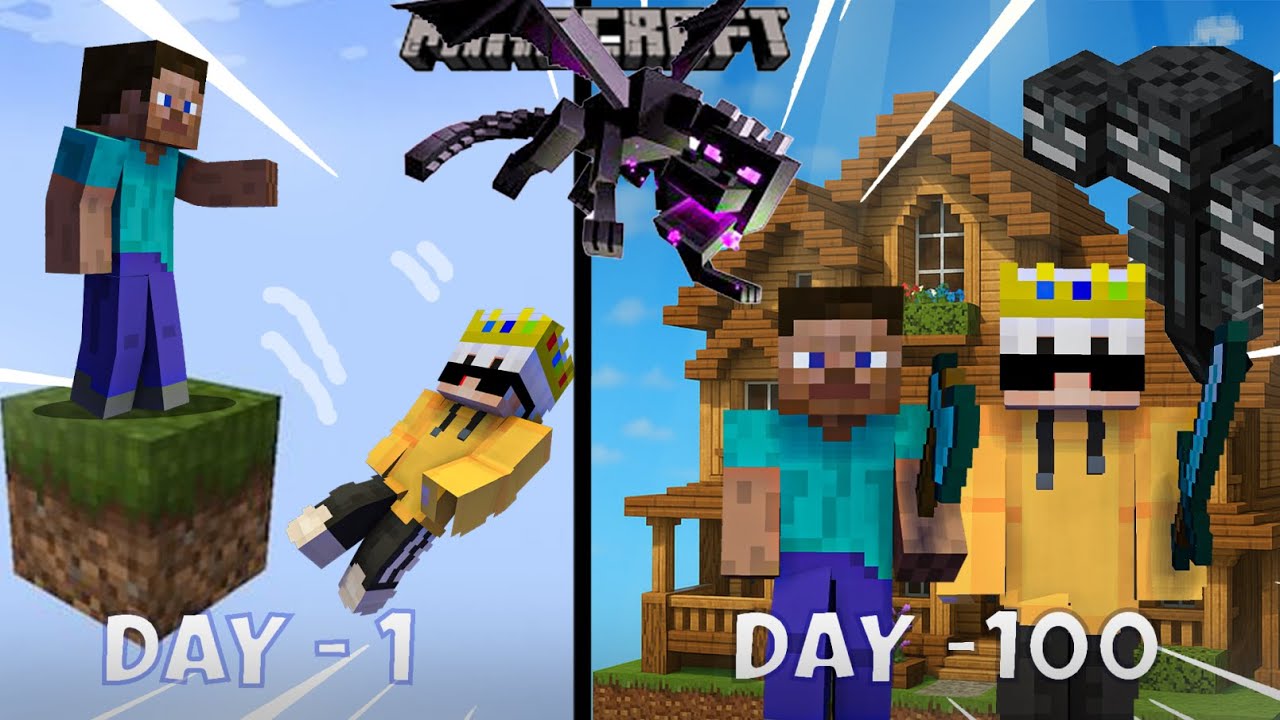 We Survived 100 Days In ONE BLOCK In Minecraft Survival ! - YouTube