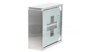 Metal Lockable Medicine Cabinet First Aid Glass Box - Geezy screenshot 4