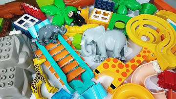 Satisfying Building Blocks Marble Run ASMR Tree House Bridge giraffe and Other Animals