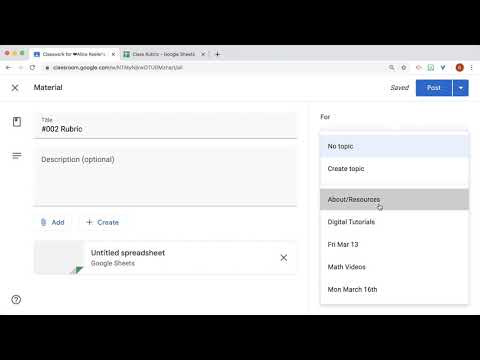 Saving a resource in Google Classroom as a Draft
