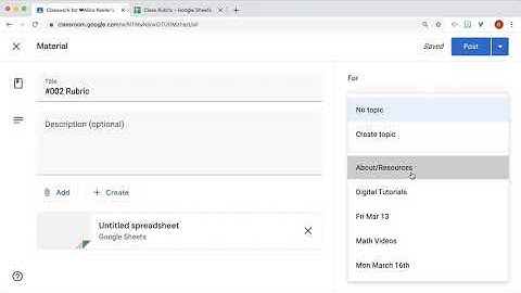 Saving a resource in Google Classroom as a Draft