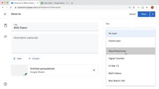 Saving a resource in Google Classroom as a Draft