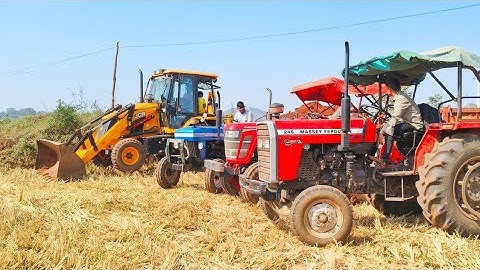 JCB 3DX Plus Xpert Stuck Oil Full Lod  Mahindra 575 powertrack 439 and messy tractor trolley loading