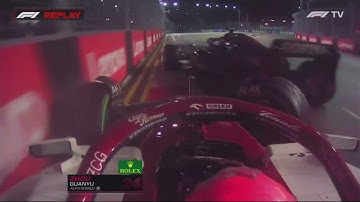 Latifi Squeezes Zhou Guanyu Into The Wall | Singapore GP - 2022 F1