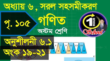 গণিত ৮ম শ্রেণি, অধ্যায় ৬, সরল সহসমীকরণ পৃষ্ঠা 105, Exercise 6.1 Number 19 to 21 Class 8 Math, Chap 6