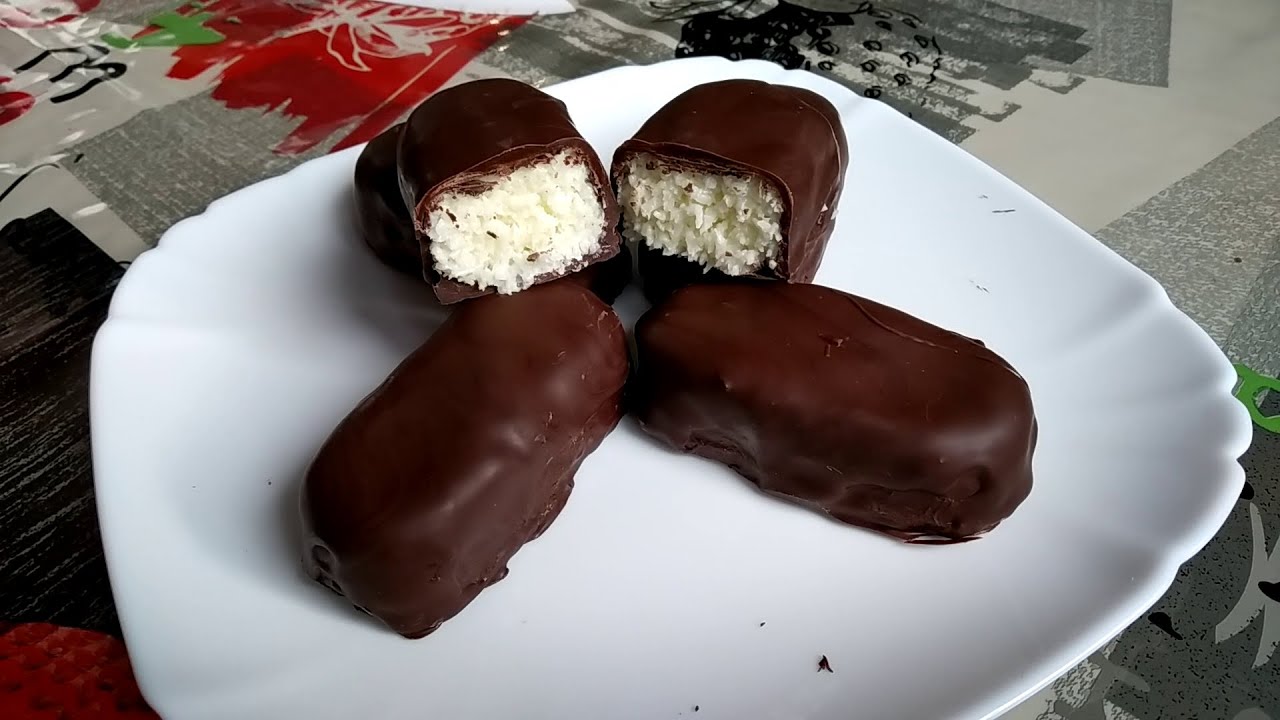 Шоколадные батончики баунти из 3 ингредиентов быстро и просто