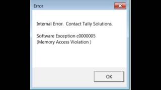 internal error. contact tally solution . software Expactaion c00000005 (Memory Access Violation ) screenshot 3
