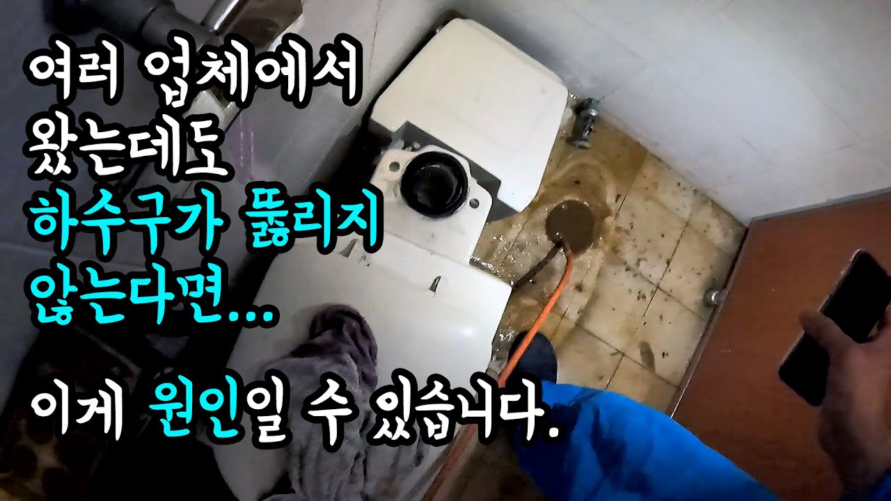 상가 변기 역류, 출구 찾아 물티슈 제거 현장 영상 썸네일