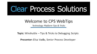 CPS WebTips: Winshuttle - Tips & Tricks to Debugging Scripts