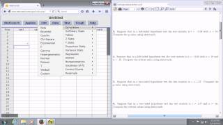 Critical Value for a Left Tailed Hypothesis T-Test using StatCrunch