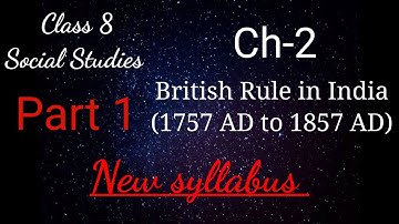 British Rule in India/ Ch-2/ Social studies/ Class 8/ NCERT/ New Syllabus/ Part -1