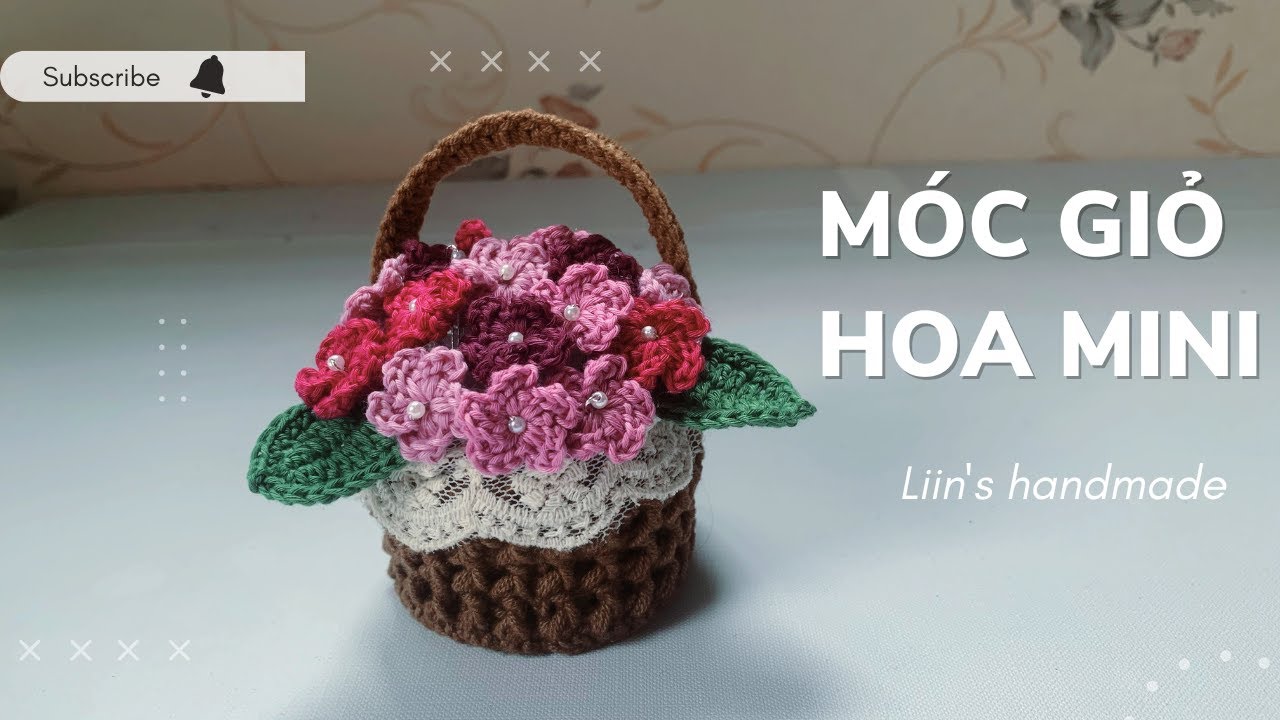Crochet vintage flower basket | Hướng dẫn móc giỏ hoa mini bằng len ...