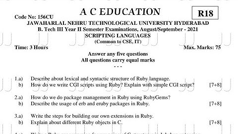 Scripting Languages previous  question paper || JNTUH || A C EDUCATION #4