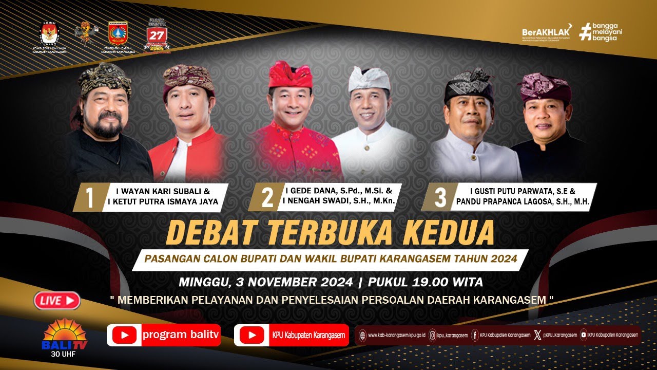 DEBAT TERBUKA KEDUA PASANGAN CALON BUPATI DAN WAKIL BUPATI KARANGSEM TAHUN 2024