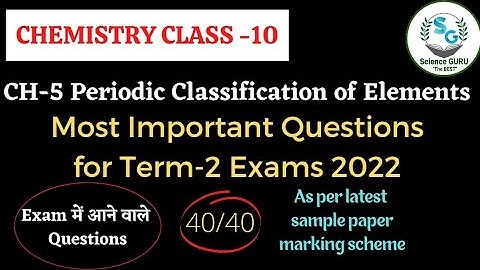 Periodic classification of elements class 10 | Most important questions |