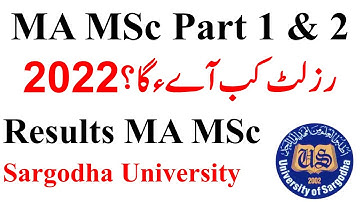 MA MSc Part 1 & 2 Annual 2022 Results Sargodha University | MA MSc Results UOS 2nd Annual 2022
